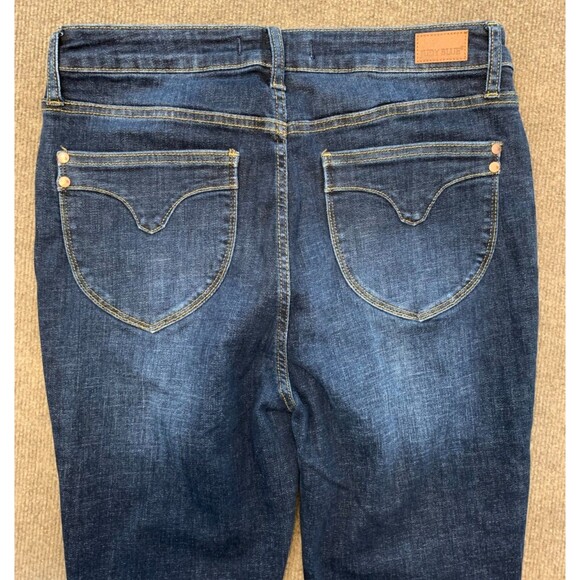 Judy Blue Jeans Womens 13/31 Mid Rise Skinny Raw Hem Dark Wash Stretch Y2K Denim - Picture 2 of 9